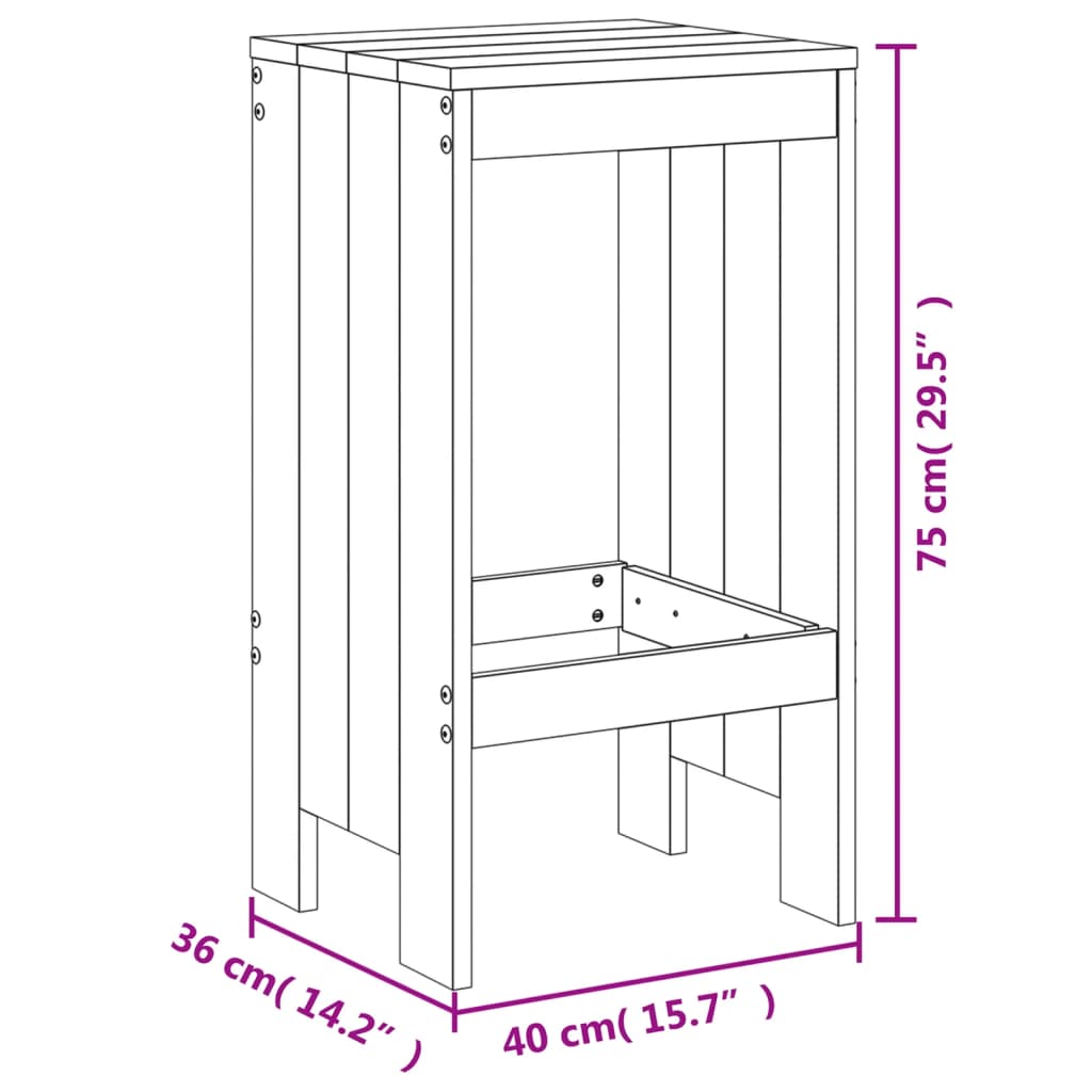 vidaXL Barkrakker 2 stk grå 40x36x75 cm heltre furu