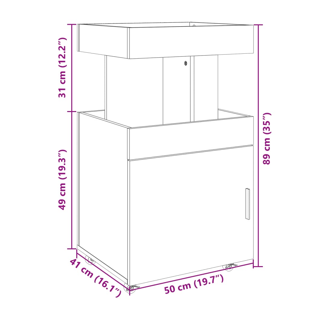 vidaXL Bartralle brun eik 50x41x89 cm konstruert tre