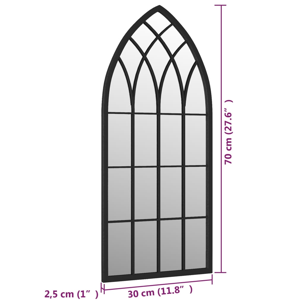 vidaXL Hagespeil svart 70x30 cm for utendørs bruk jern