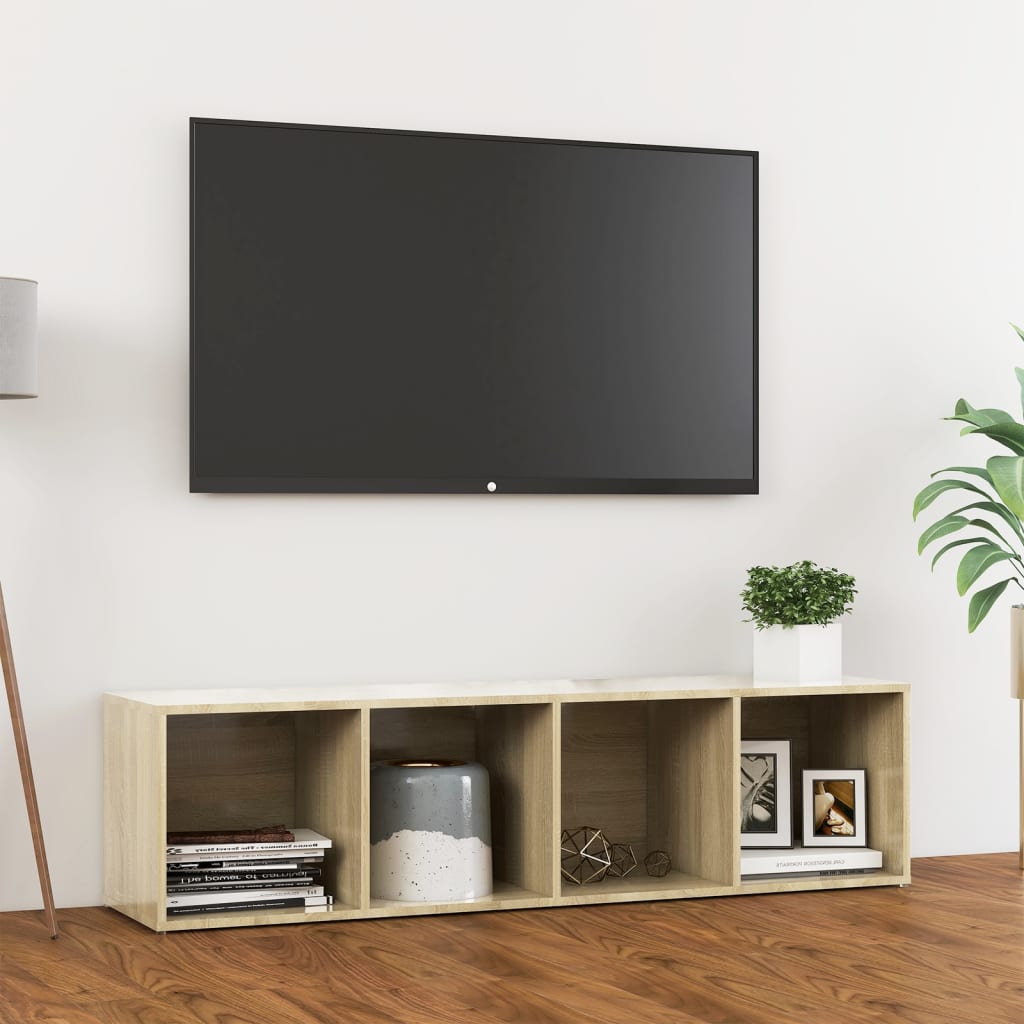 vidaXL TV-benk sonoma eik 142,5x35x36,5 cm konstruert tre