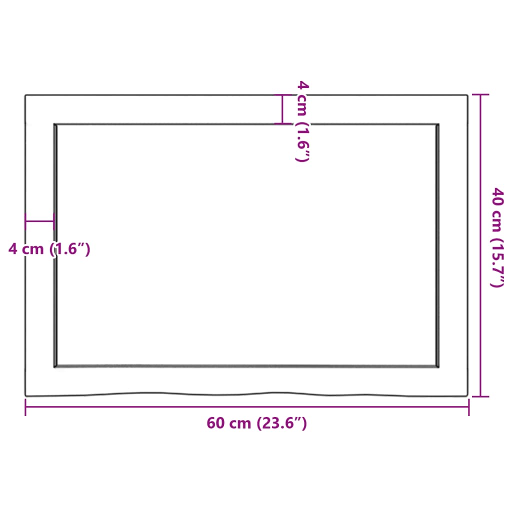 vidaXL Bordplate 60x40x(2-4) cm ubehandlet heltre eik