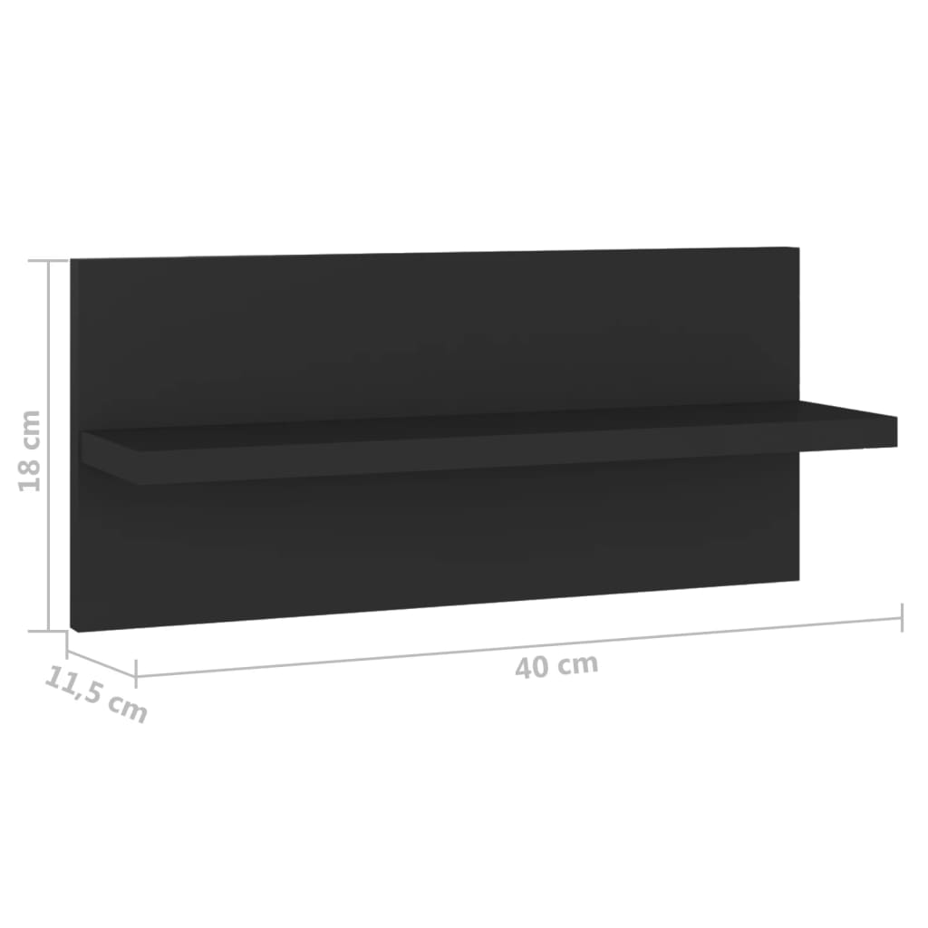 vidaXL Vegghyller 4 stk svart 40x11,5x18 cm konstruert tre