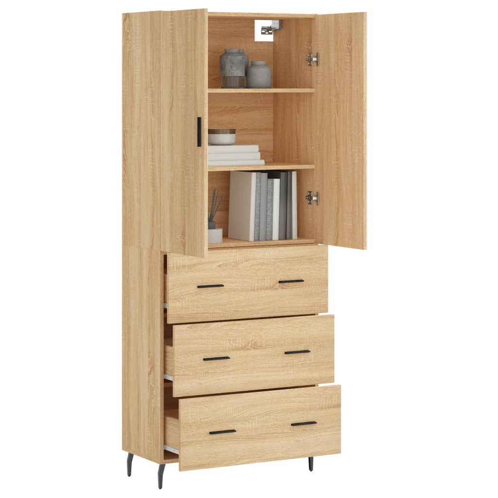 vidaXL Highboard sonoma eik 69,5x34x180 cm konstruert tre