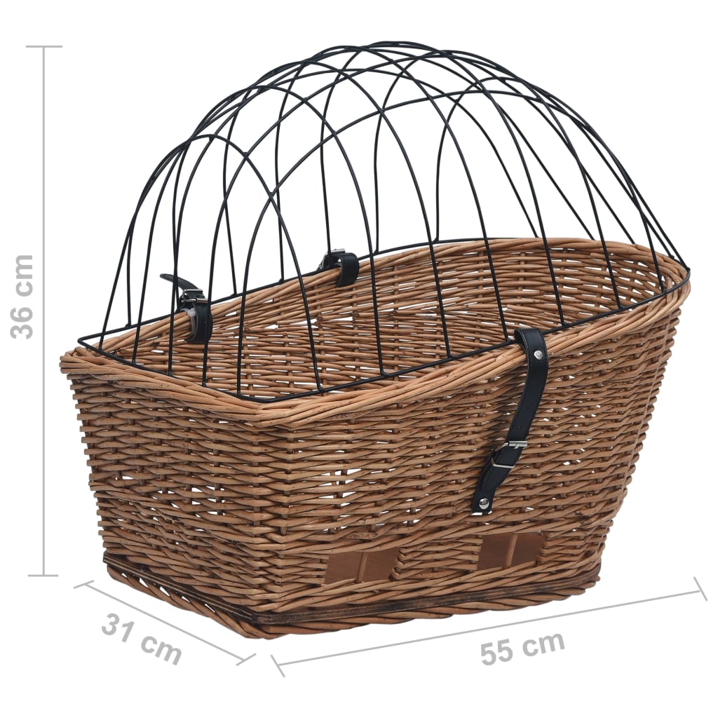 vidaXL Sykkelkurv med lokk bak 55x31x36 cm naturlig seljetre