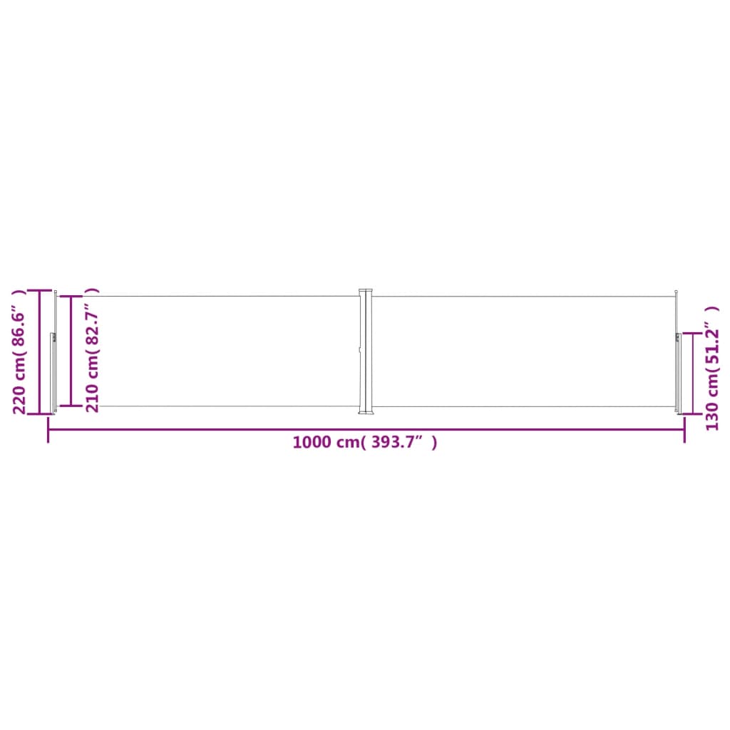 vidaXL Uttrekkbar sidemarkise 220x1000 cm rød