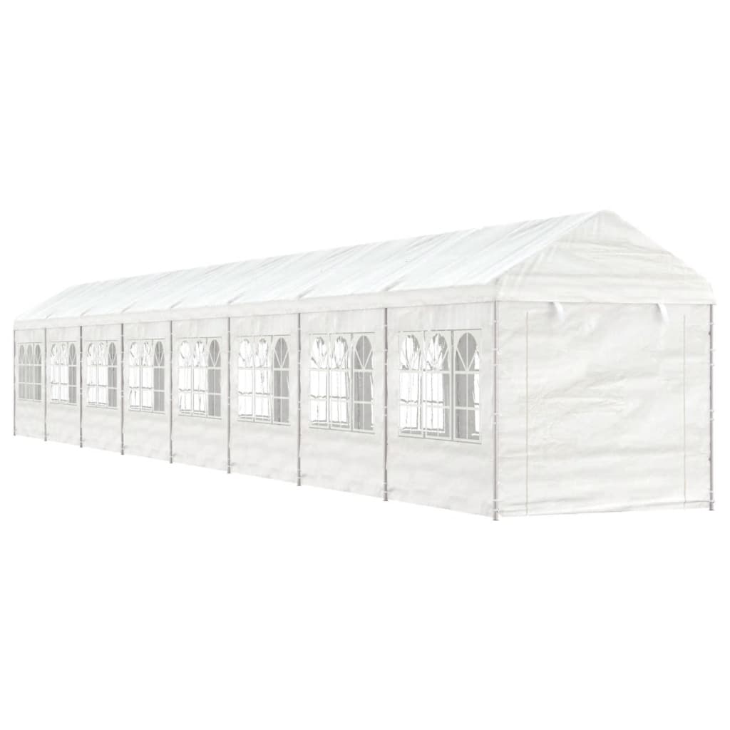 vidaXL Paviljong med tak hvit 17,84x2,28x2,69 m polyetylen