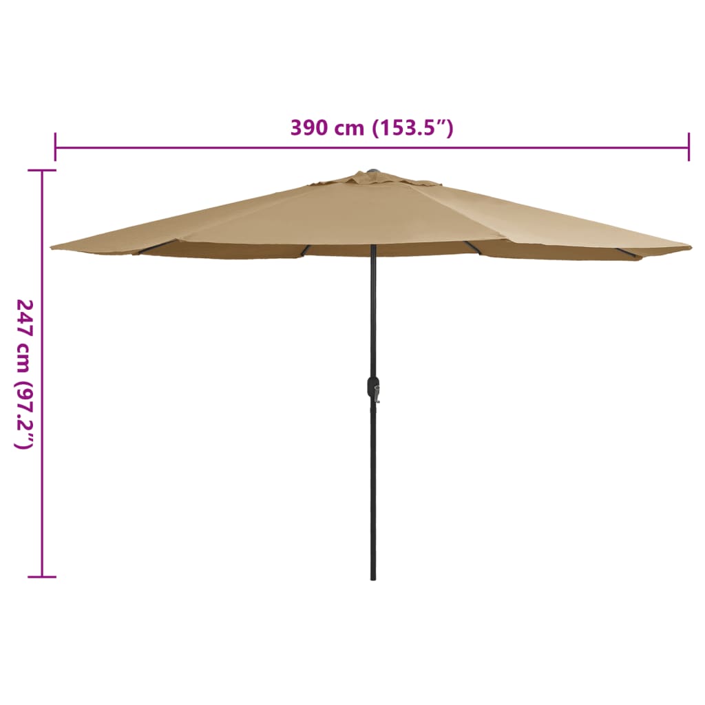 vidaXL Parasoll med metallstang 400 cm gråbrun