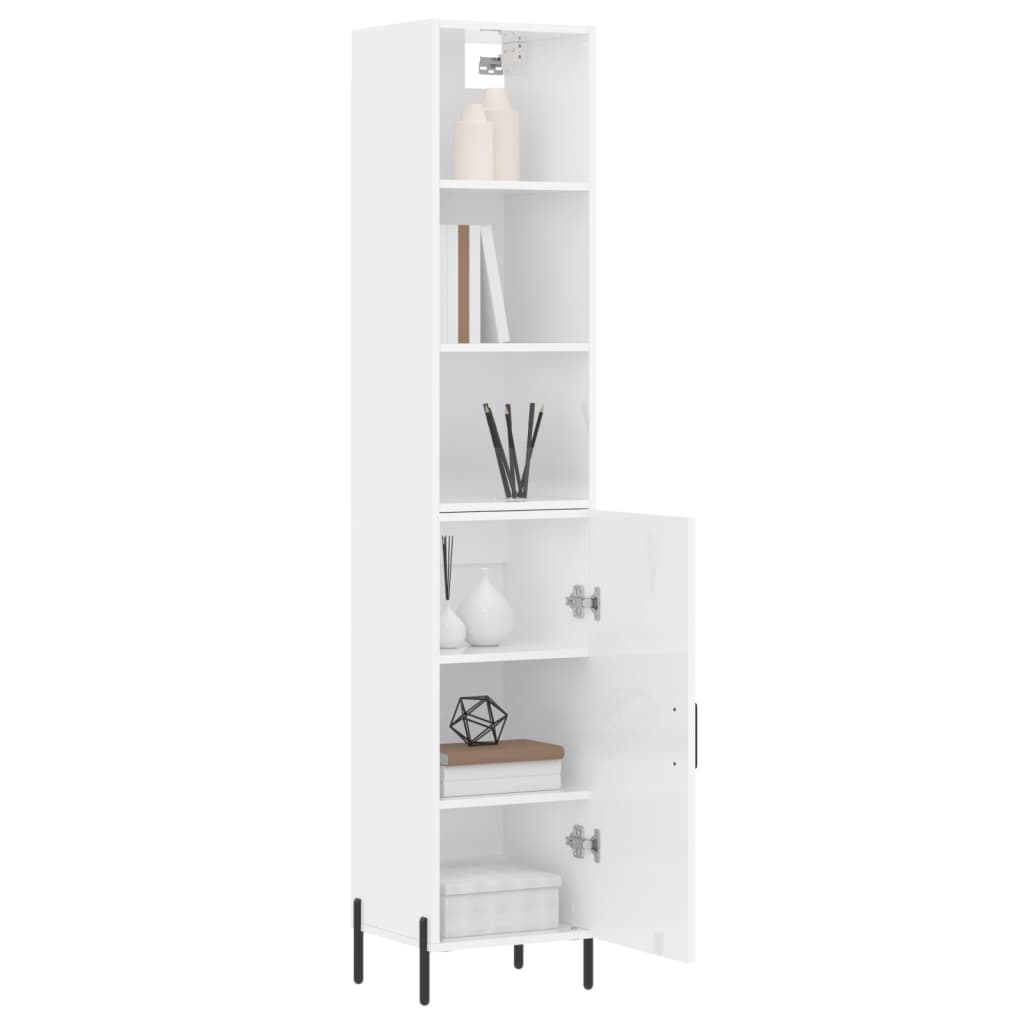 vidaXL Highboard høyglans hvit 34,5x34x180 cm konstruert tre