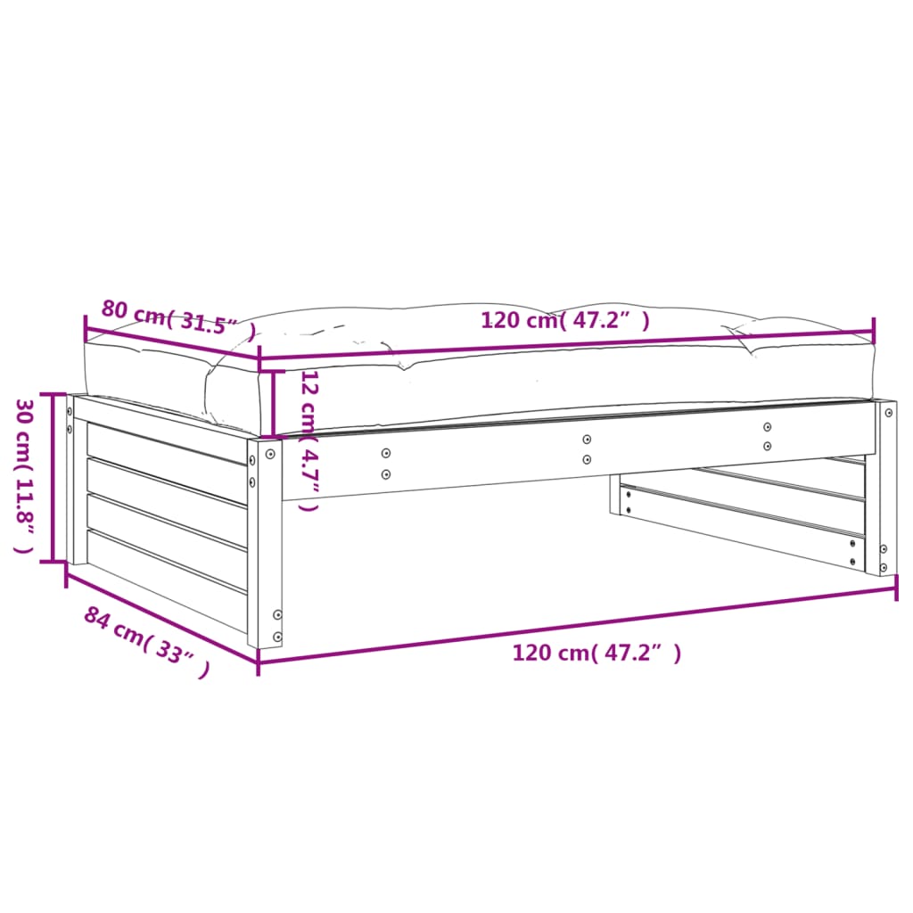 vidaXL Hagefotskammel 120x80 cm douglasgran