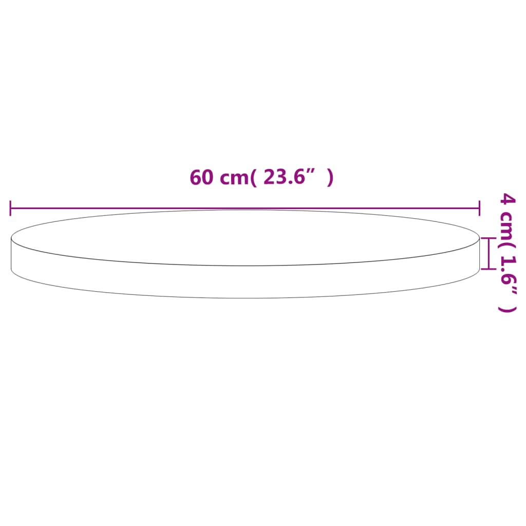 vidaXL Bordplate Ø60x4 cm rund heltre bøketre