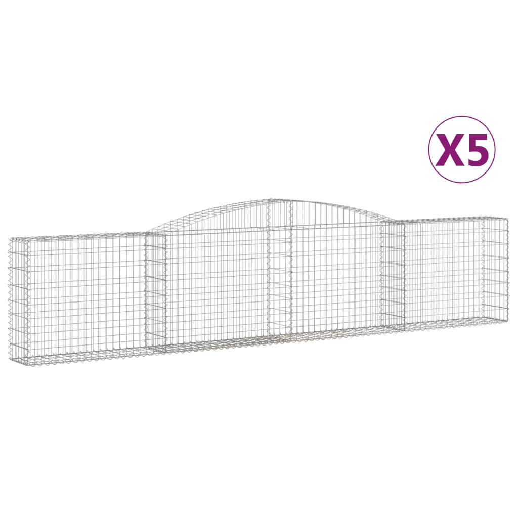 vidaXL Gabionkurver buede 5 stk 400x30x80/100 cm galvanisert jern