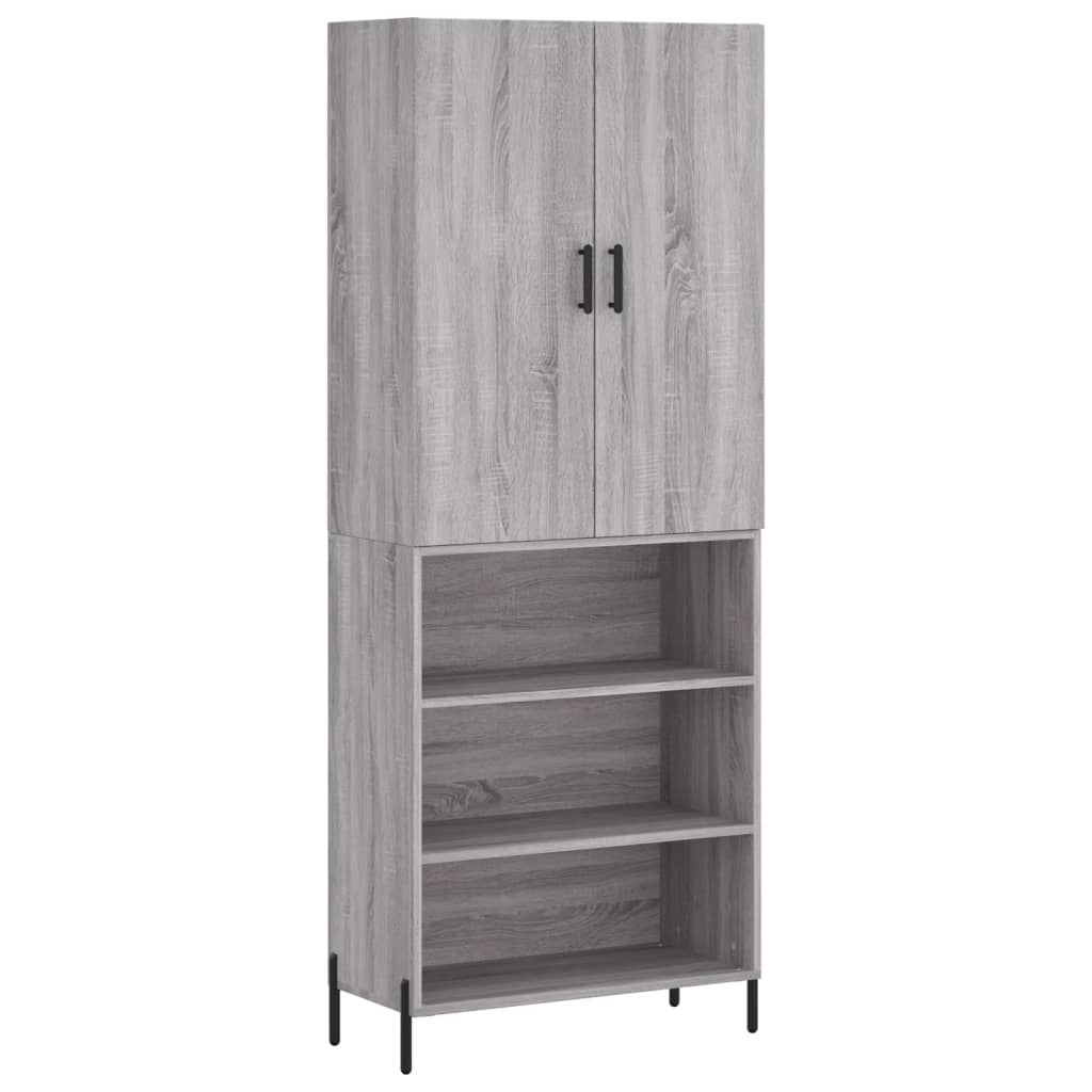 vidaXL Highboard grå sonoma 69,5x34x180 cm konstruert tre