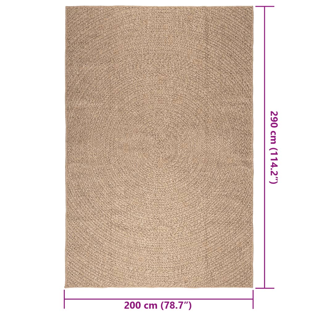 vidaXL Teppe 200x290 cm jute-utseende innendørs og utendørs