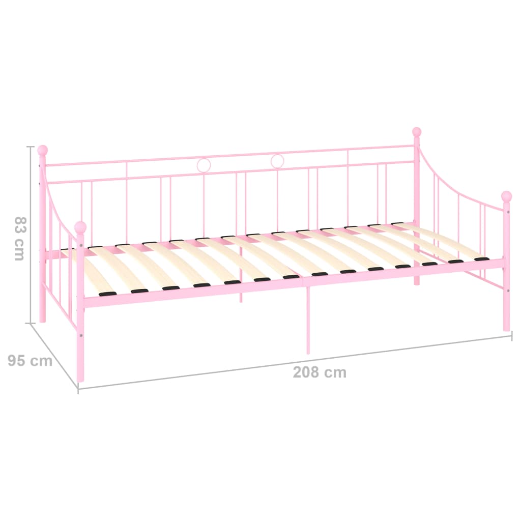 vidaXL Ramme til dagseng rosa metall 90x200 cm