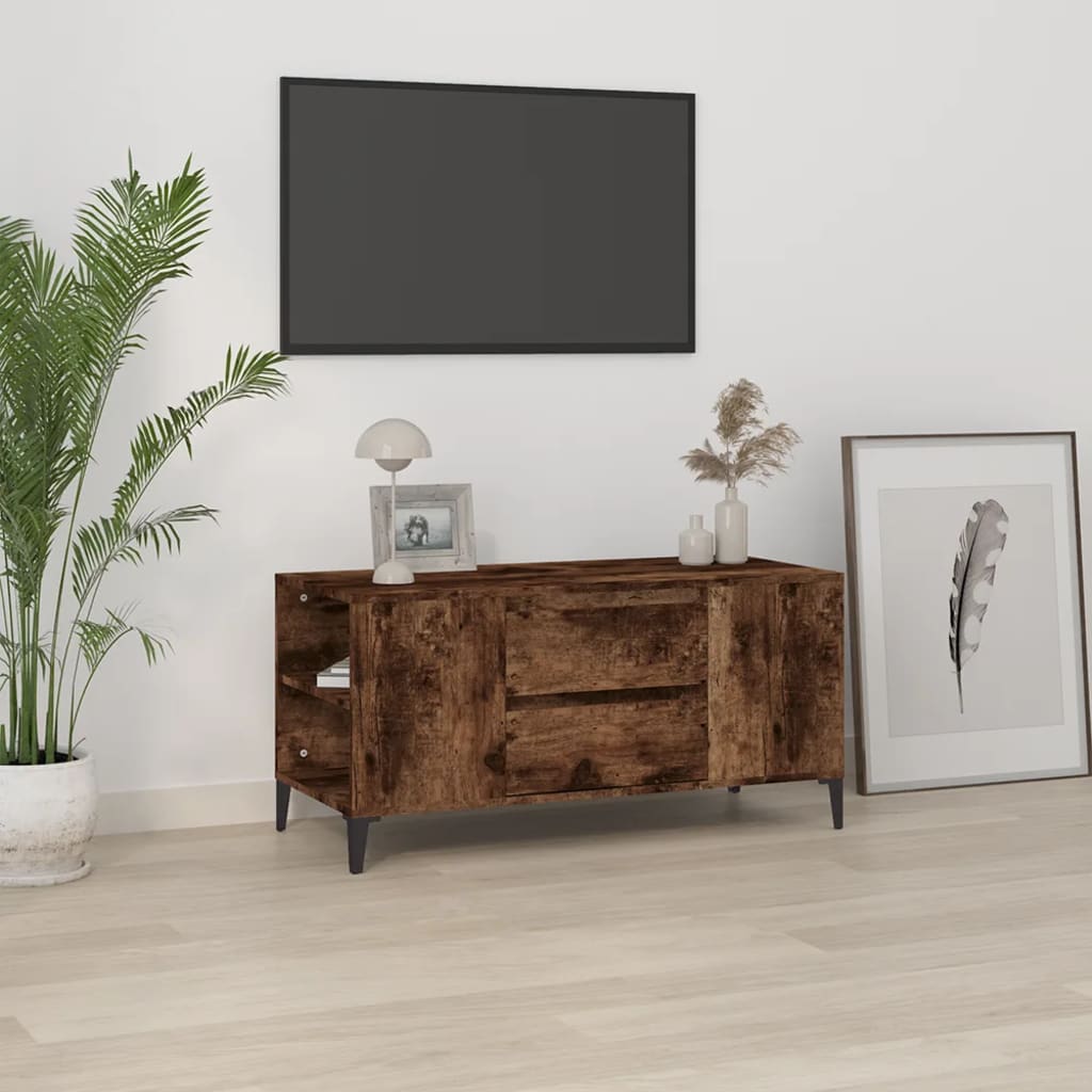 vidaXL TV-benk røkt eik 102x44,5x50 cm konstruert tre