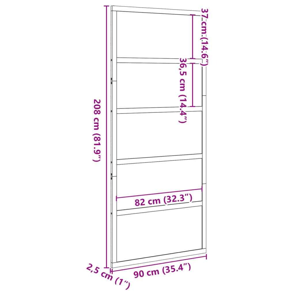 vidaXL Låvedør hvit 90x208 cm heltre furu