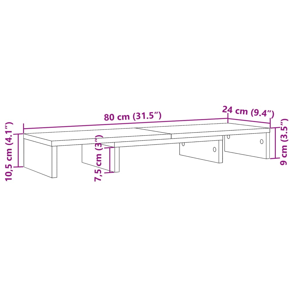 vidaXL Skjermstativ justerbar gammelt tre 80x24x10,5 cm konstruert tre