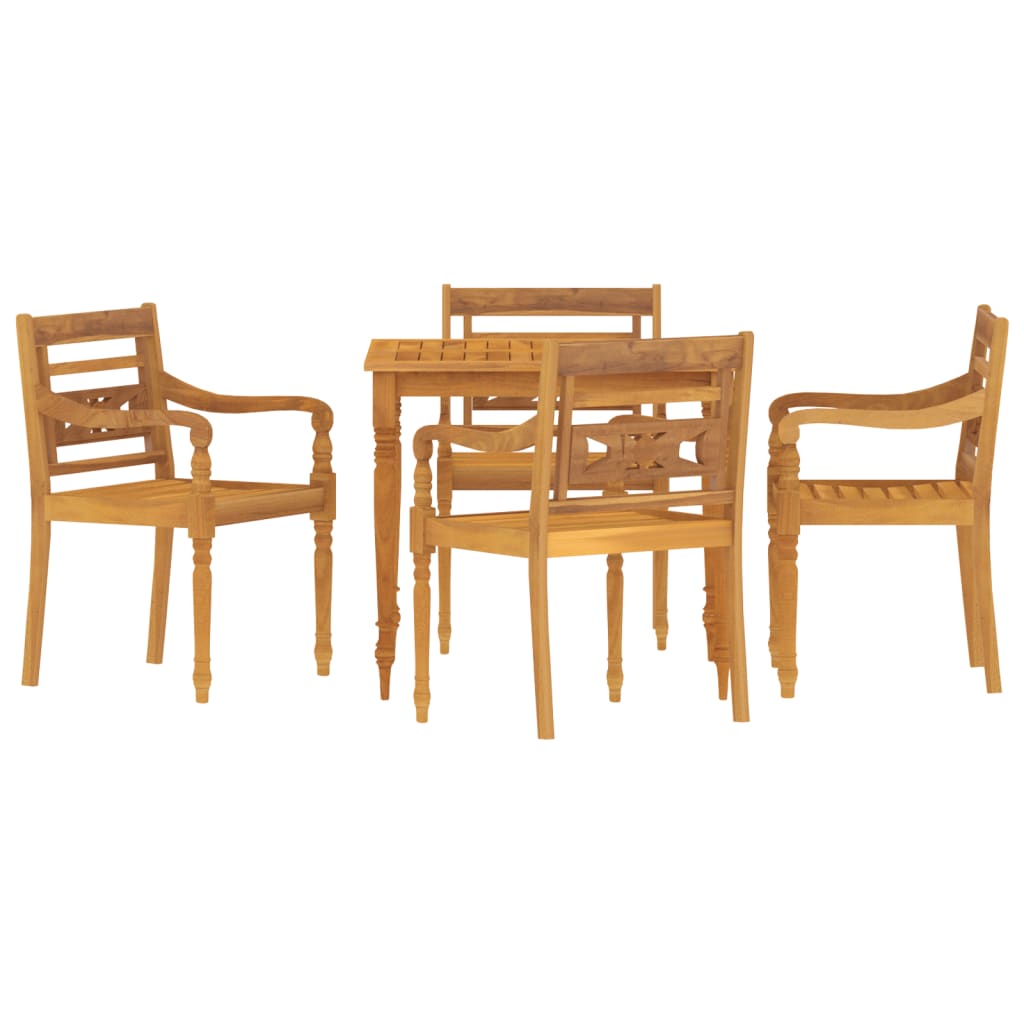 vidaXL Hagespisegruppe 5 deler heltre teak