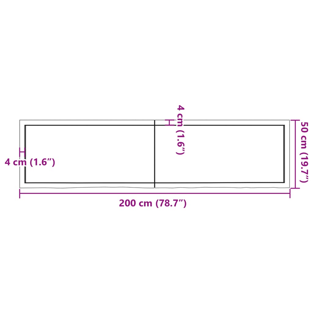 vidaXL Benkeplate til bad lysebrun 200x50x(2-4) cm behandlet heltre