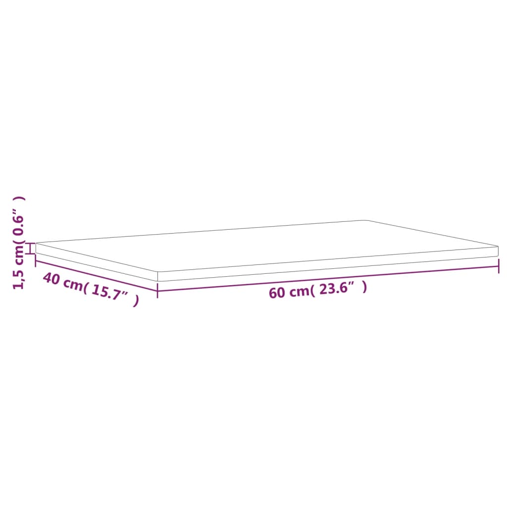 vidaXL Bordplate 60x40x1,5 cm rektangulær heltre bøketre