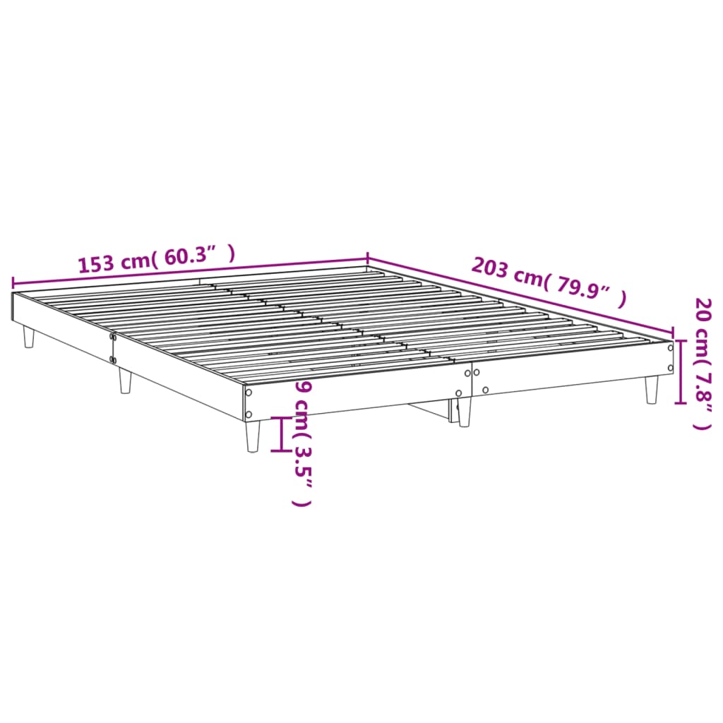 vidaXL Sengeramme uten madrass sonoma eik 150x200 cm konstruert tre