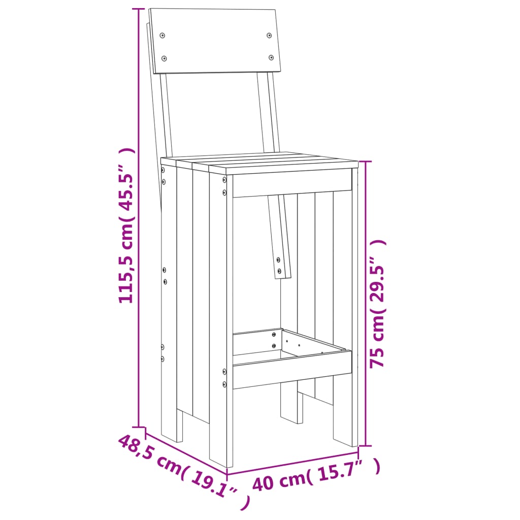 vidaXL Barkrakker 2 stk 40x48,5x115,5 cm heltre furu