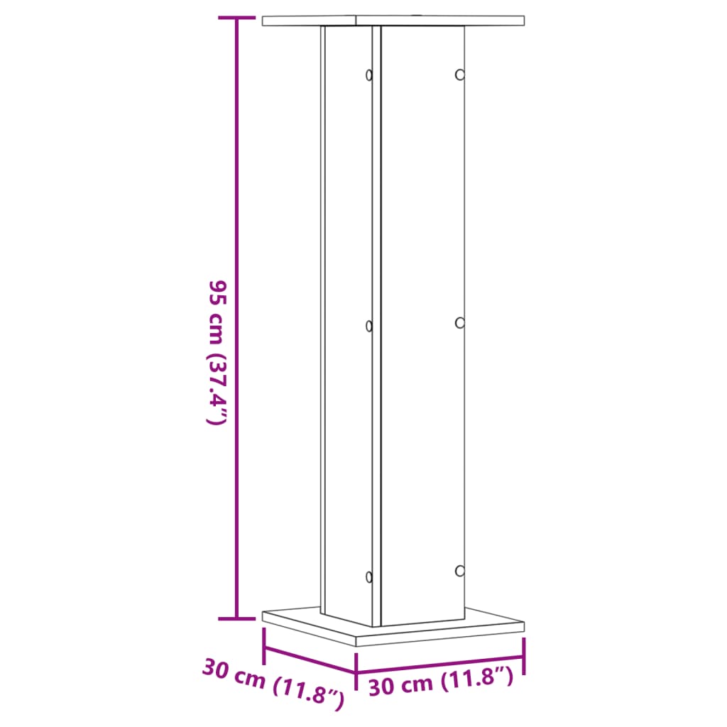 vidaXL Plantestativer 2 stk røkt eik 30x30x95 cm konstruert tre