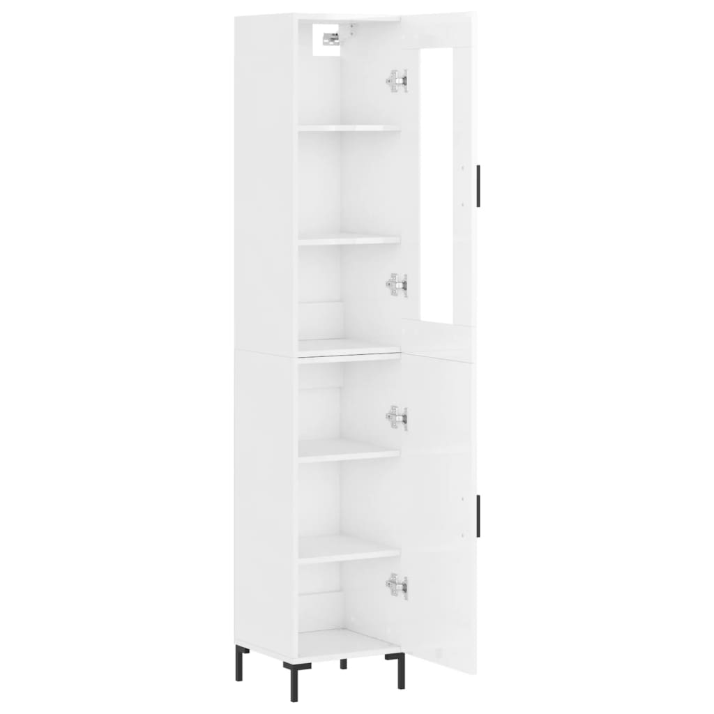 vidaXL Highboard høyglans hvit 34,5x34x180 cm konstruert tre