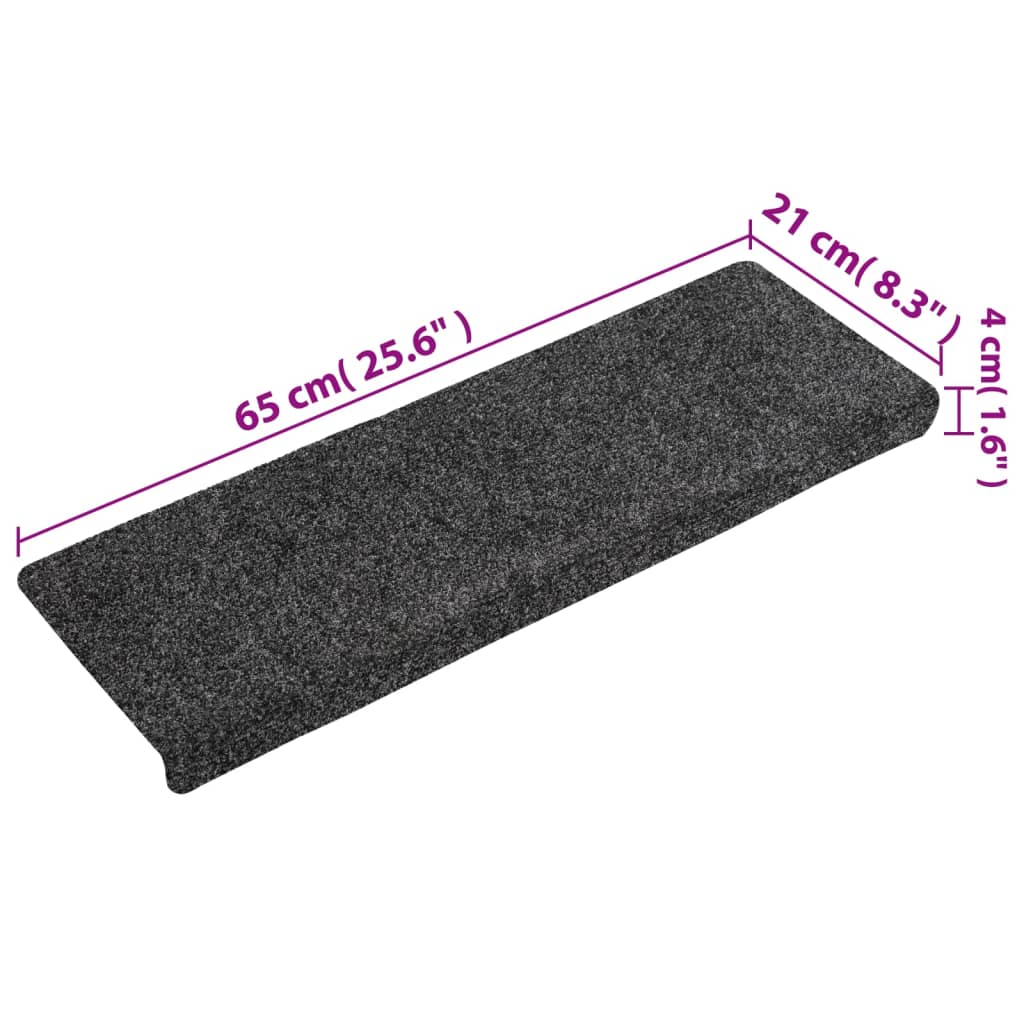 vidaXL Selvklebende trappematter 5 stk grå 65x21x4 cm nålestempel