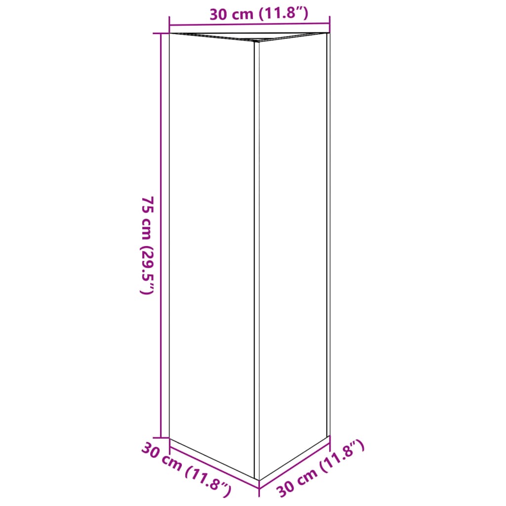 vidaXL Plantekasse hvit trekantet 30x26x75 cm stål