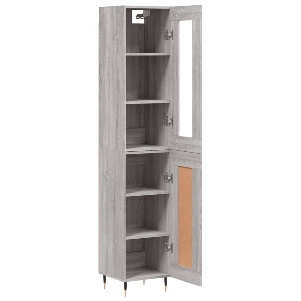 vidaXL Highboard grå sonoma 34,5x34x180 cm konstruert tre