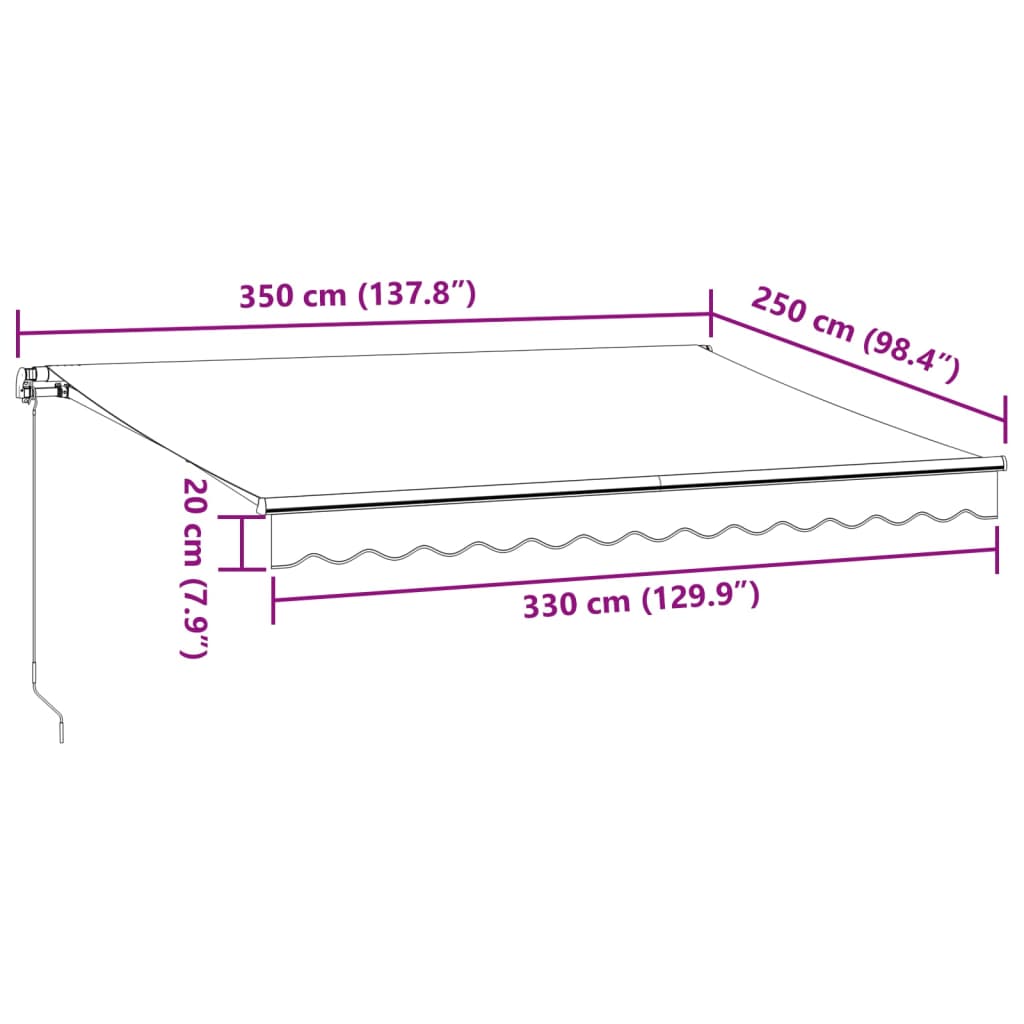 vidaXL Manuell uttrekkbar markise antrasitt og hvit 350x250 cm