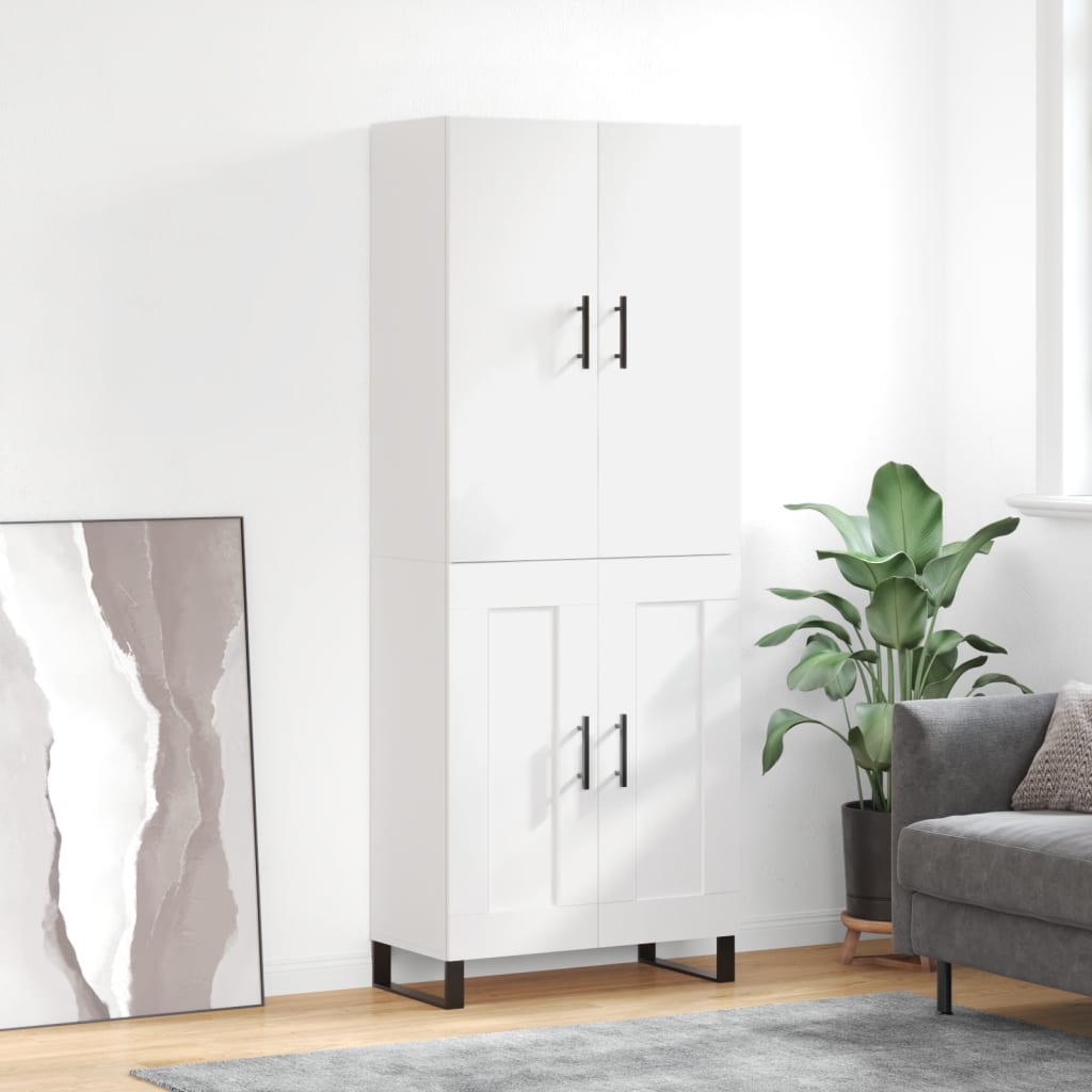 vidaXL Highboard hvit 69,5x34x180 cm konstruert tre