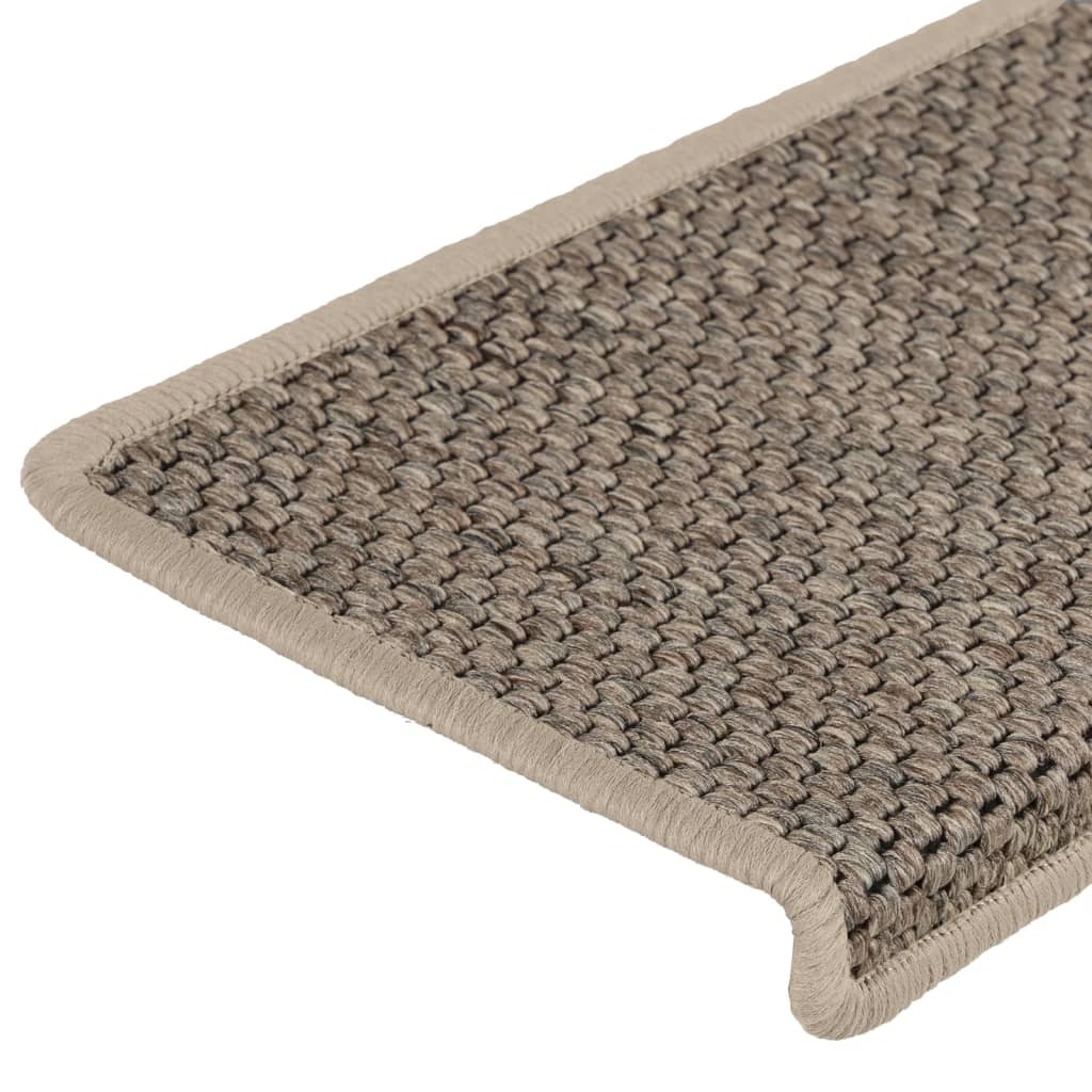 vidaXL Selvklebende trappematter sisal 15 stk 65x21x4 cm mørk beige