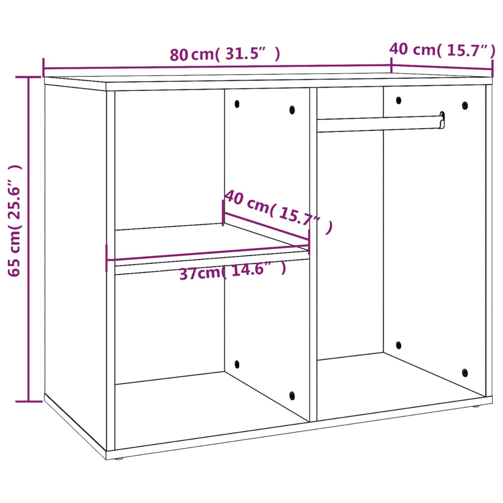 vidaXL Sminkeskap svart 80x40x65 cm konstruert tre