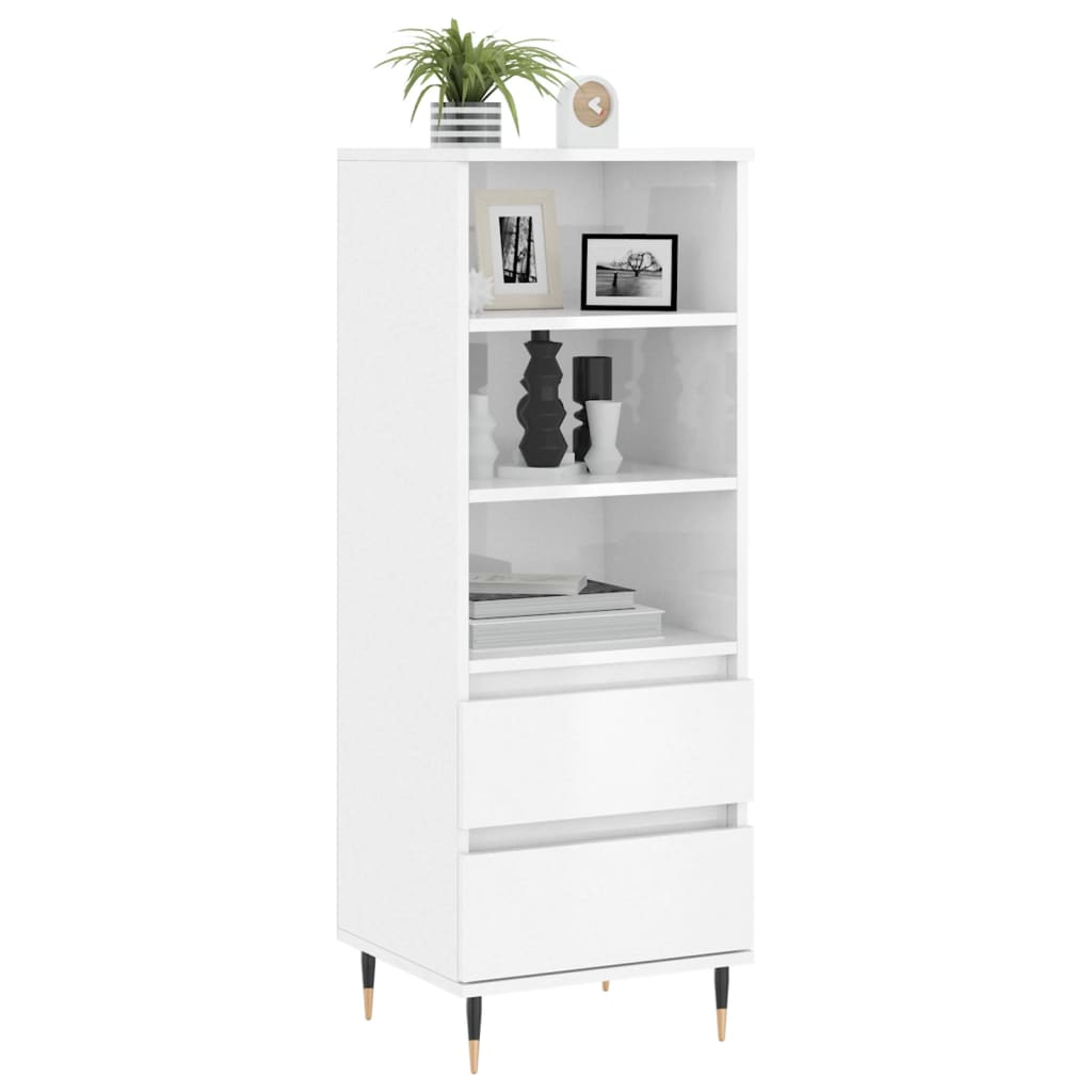 vidaXL Highboard høyglans hvit 40x36x110 cm konstruert tre