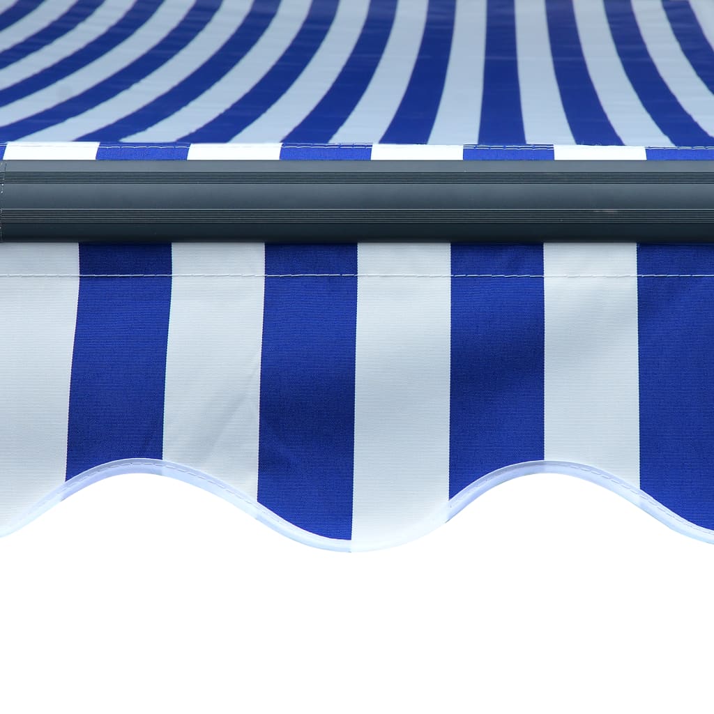 vidaXL Manuell uttrekkbar markise med LED 450x300 cm blå og hvit