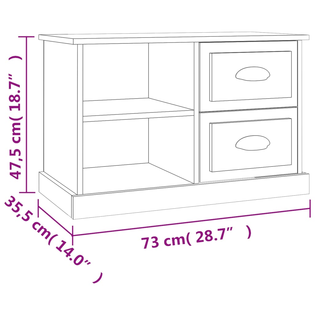 vidaXL TV-benk betonggrå 73x35,5x47,5 cm konstruert tre