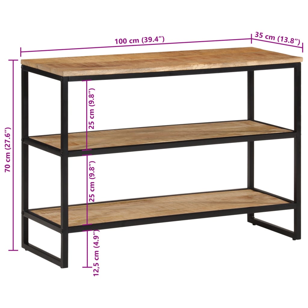 vidaXL Konsollbord 100x35x70 cm grovt heltre mangotre