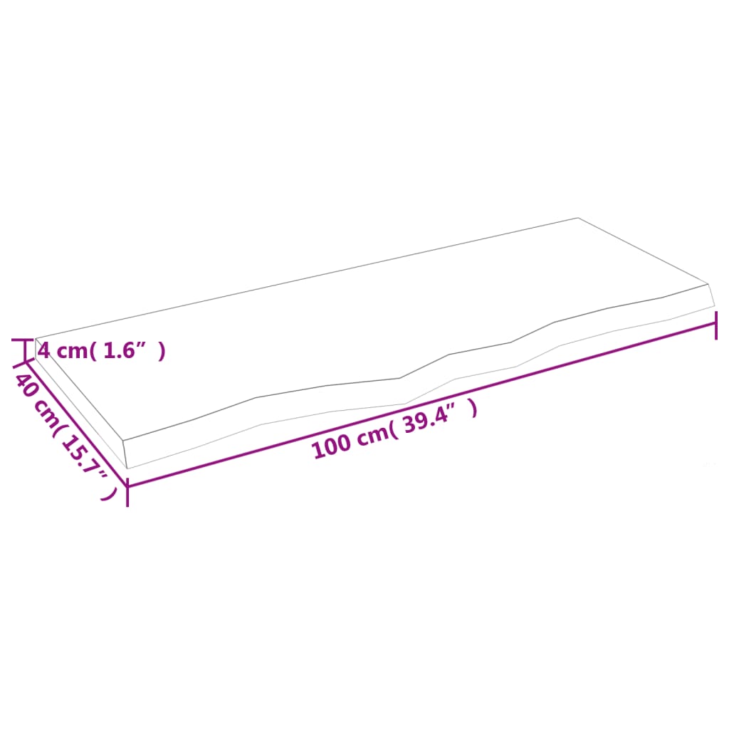 vidaXL Benkeplate til bad mørkebrun 100x40x(2-4) cm behandlet heltre