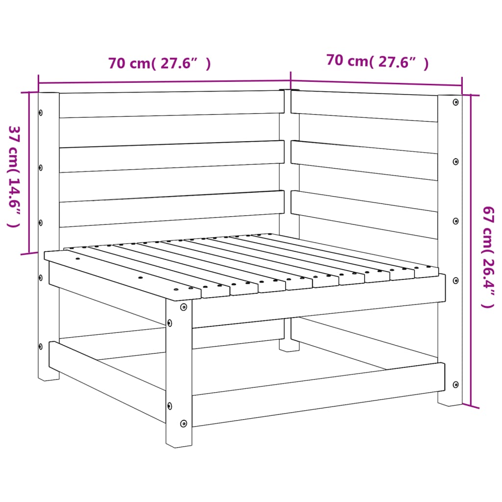 vidaXL Hagesofaer for hjørne 2 stk voksbrun 70x70x67 cm heltre furu