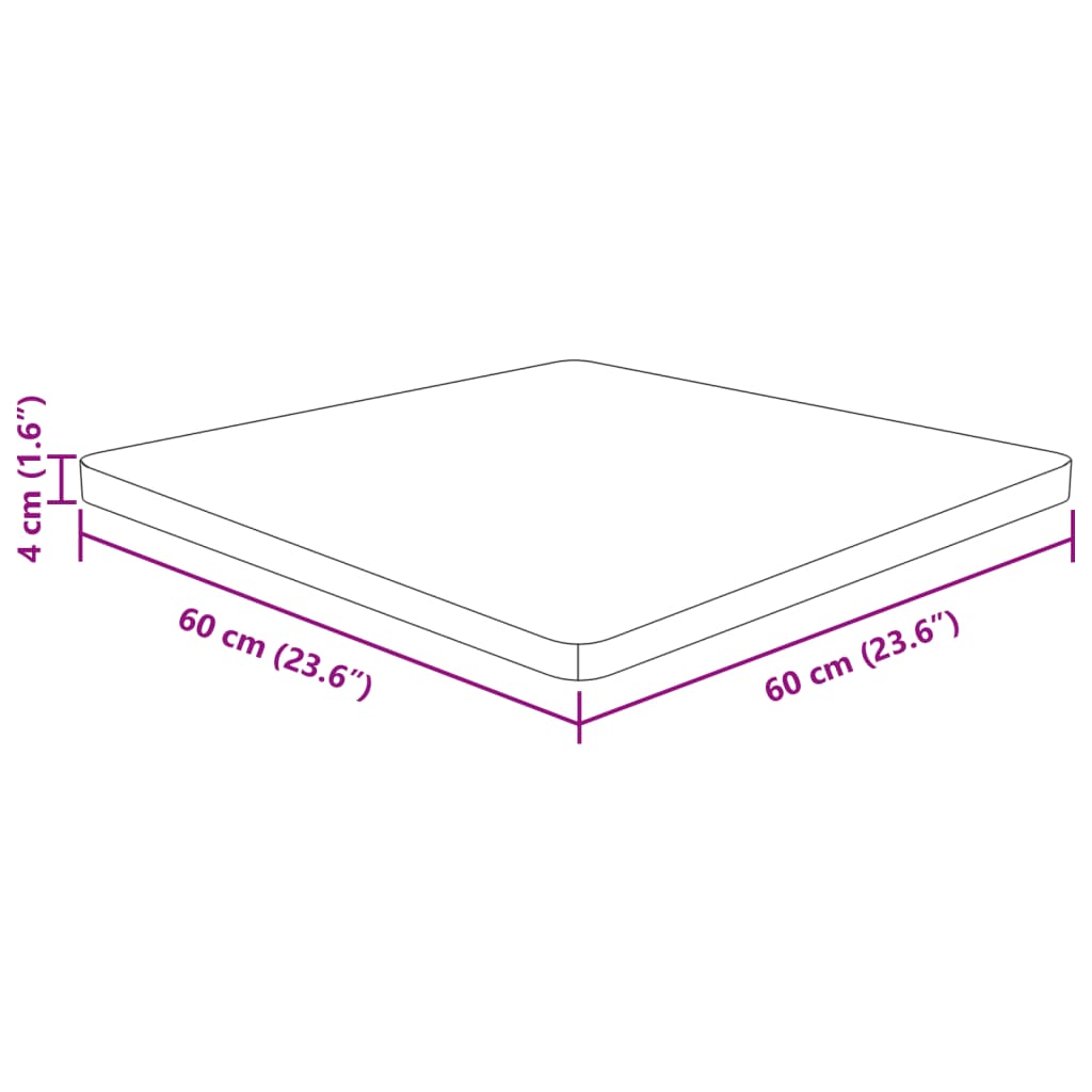 vidaXL Firkantet bordplate mørkebrun 60x60x4 cm behandlet heltre eik