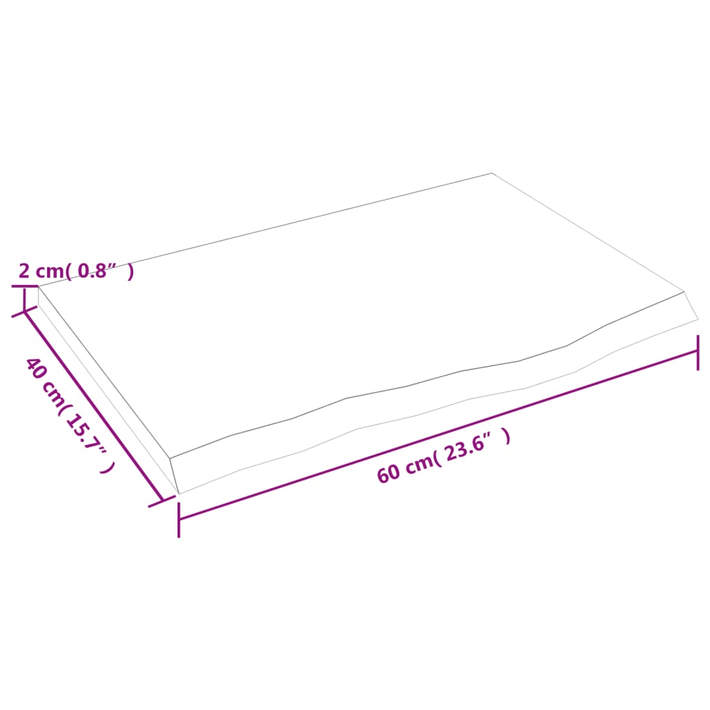 vidaXL Benkeplate til bad lysebrun 60x40x2 cm behandlet heltre