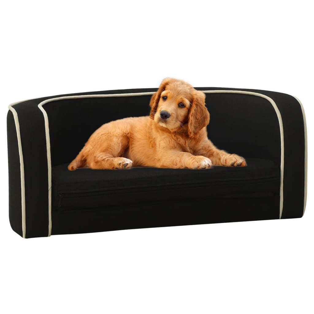 vidaXL Sammenleggbar hundesofa svart 76x71x30 cm lin vaskbar pute