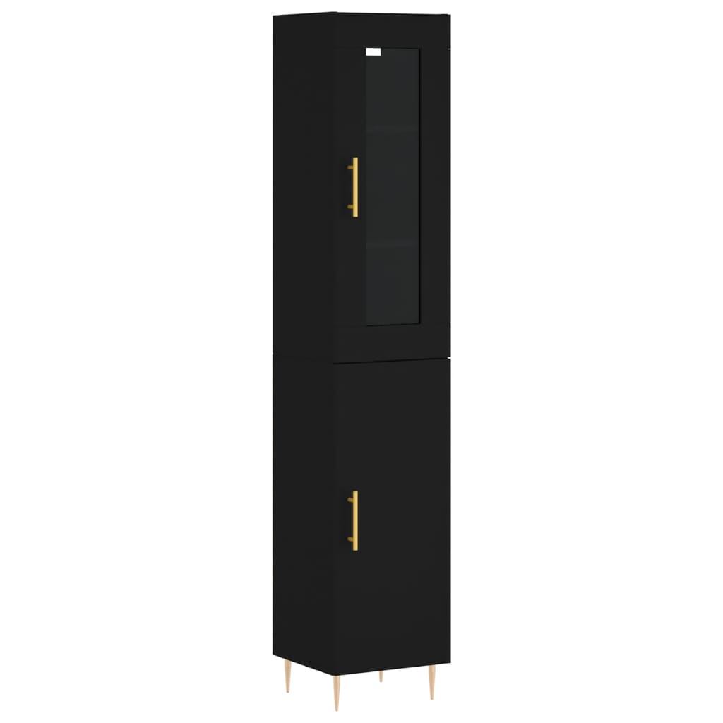 vidaXL Highboard svart 34,5x34x180 cm konstruert tre