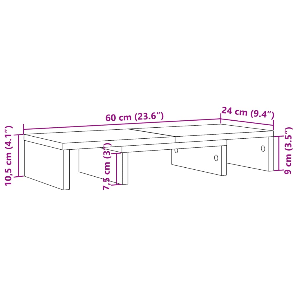 vidaXL Skjermstativ justerbar røkt eik 60x24x10,5 cm konstruert tre