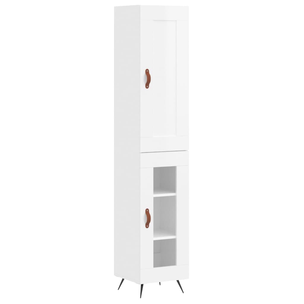 vidaXL Highboard høyglans hvit 34,5x34x180 cm konstruert tre