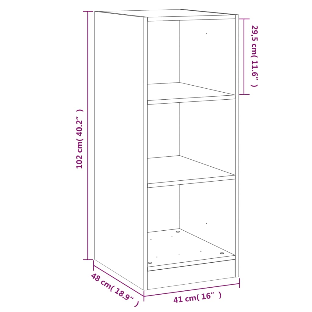 vidaXL Garderobe sonoma eik 48x41x102 cm konstruert tre