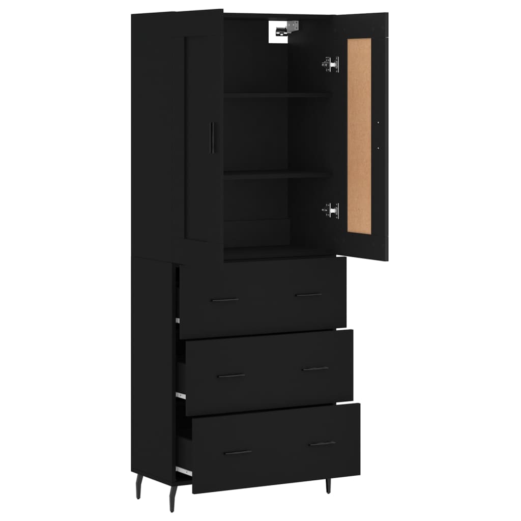 vidaXL Highboard svart 69,5x34x180 cm konstruert tre