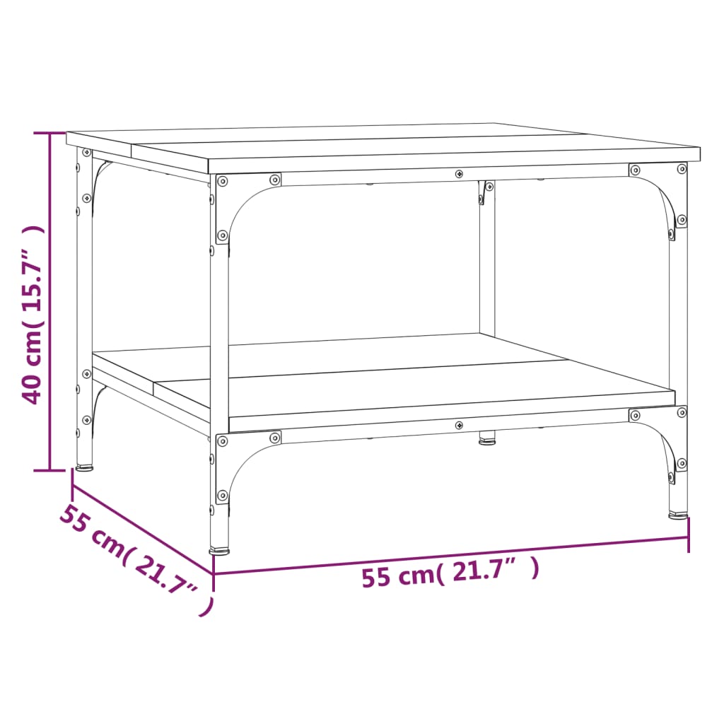 vidaXL Salongbord røkt eik 55x55x40 cm konstruert tre